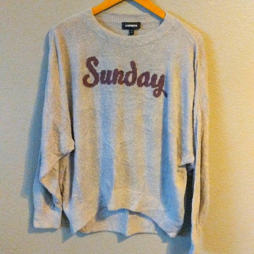 Express Cream 'Sunday' Crewneck Sweater